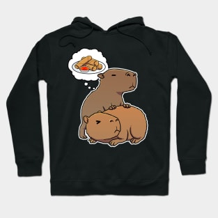 Capybara hungry for Spring Rolls Hoodie